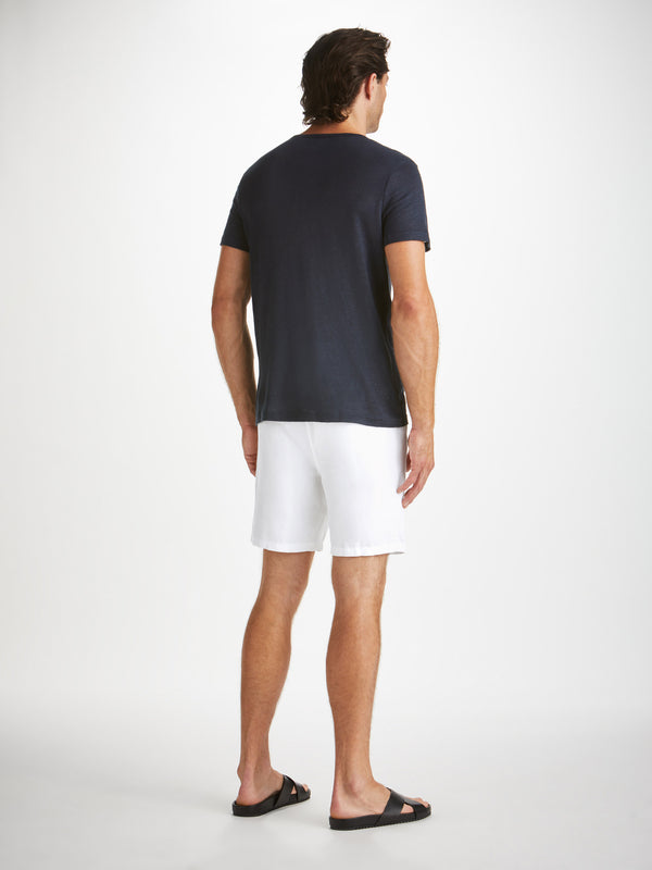 Derek Rose Men's Shorts Sydney Linen White White