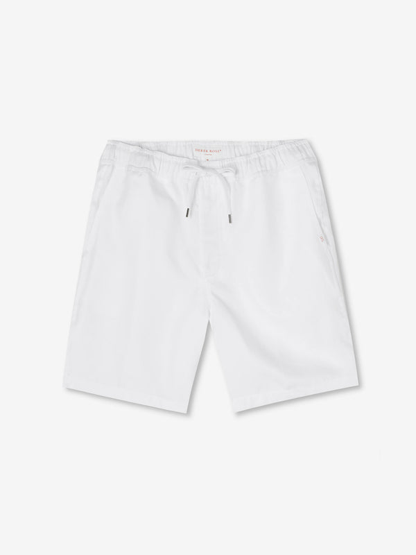 derek rose Men's Shorts Sydney Linen White White