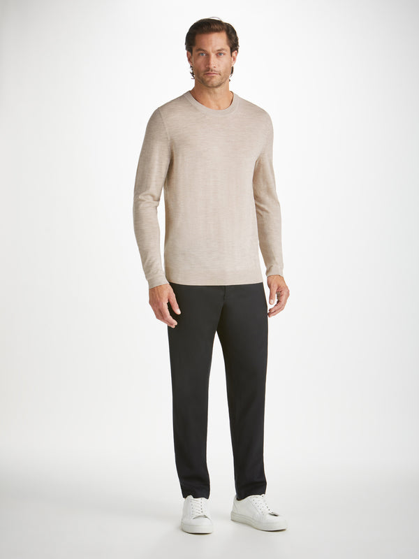 Derek Rose Men's Sweater Orson Merino Wool Oat Oat
