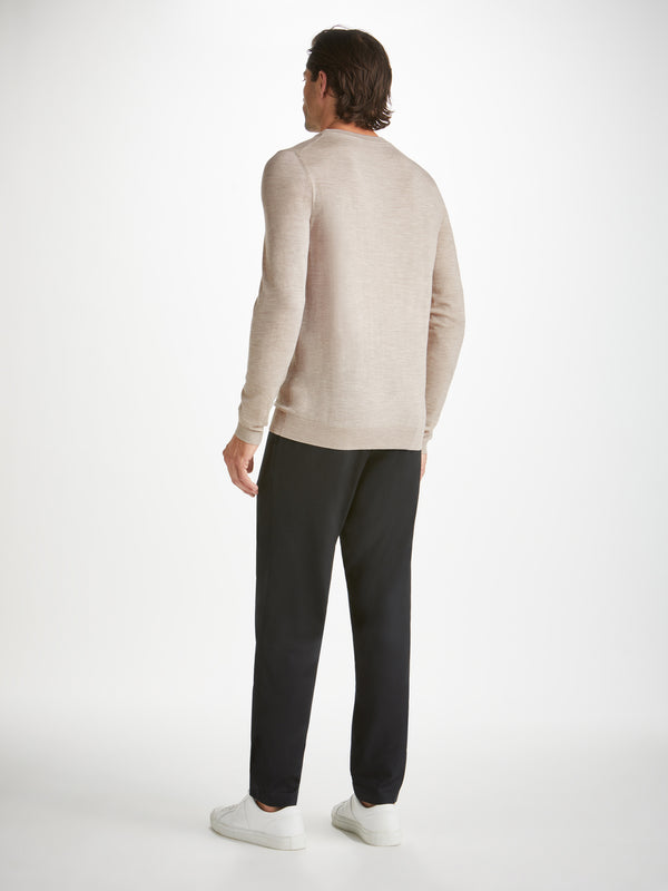 Derek Rose Men's Sweater Orson Merino Wool Oat Oat