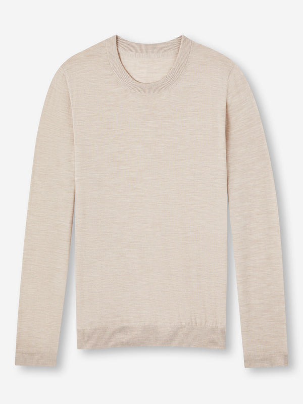 derek rose Men's Sweater Orson Merino Wool Oat Oat