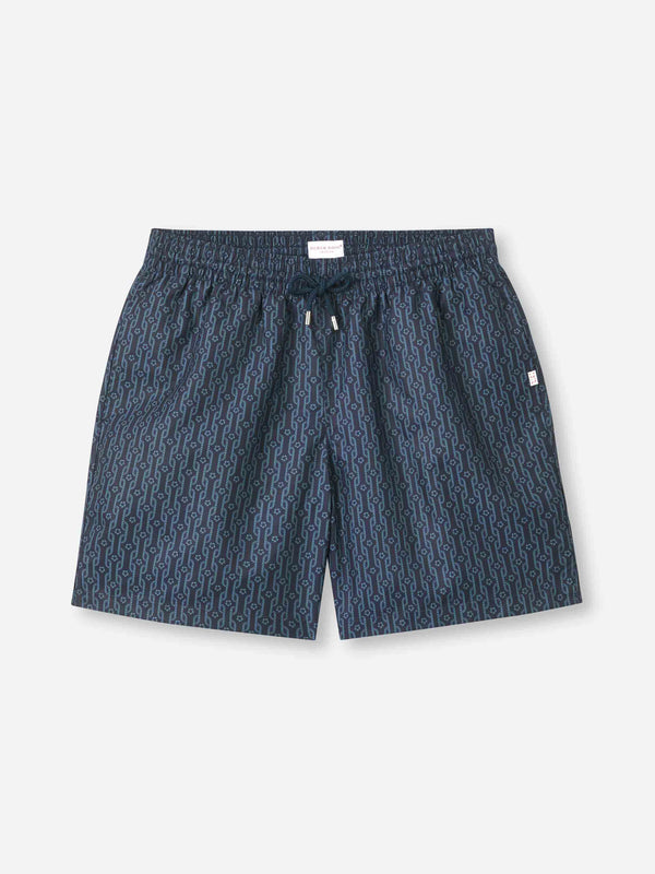 derek rose Men's Swim Shorts Navy Rope Print Navy