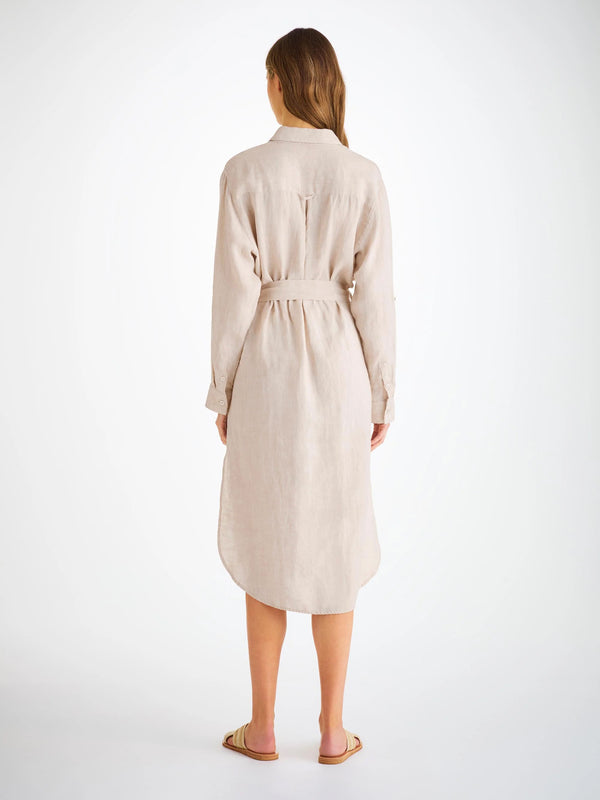 Derek Rose Women's Dress Sicily Linen Sand Sand