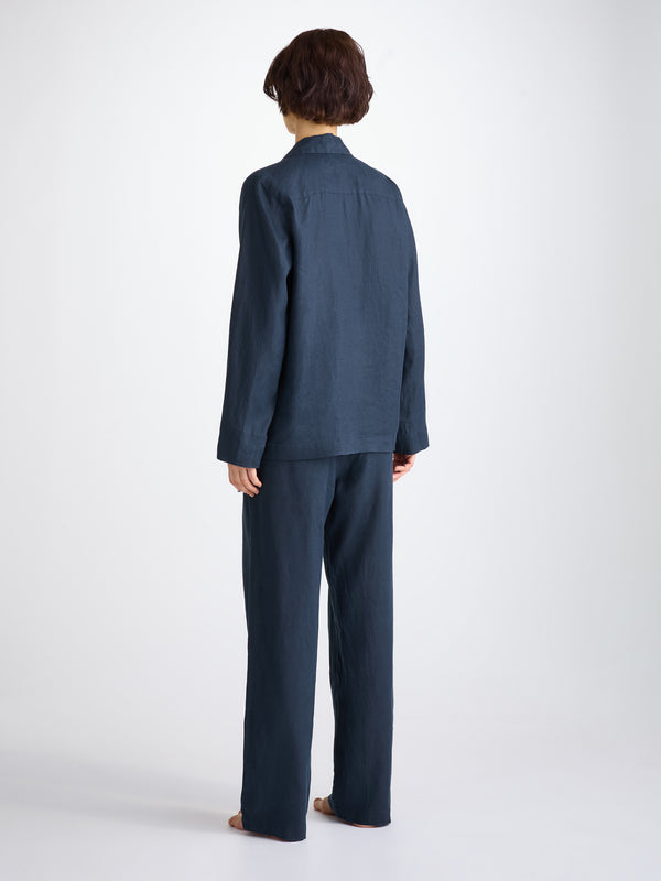 Derek Rose Women's Pajamas Sicily Linen Navy Navy