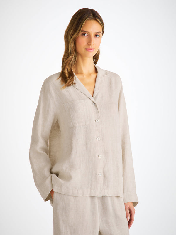 Derek Rose Women's Pajamas Sicily Linen Sand Sand