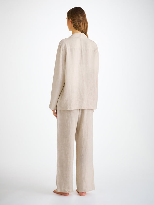 Derek Rose Women's Pajamas Sicily Linen Sand Sand