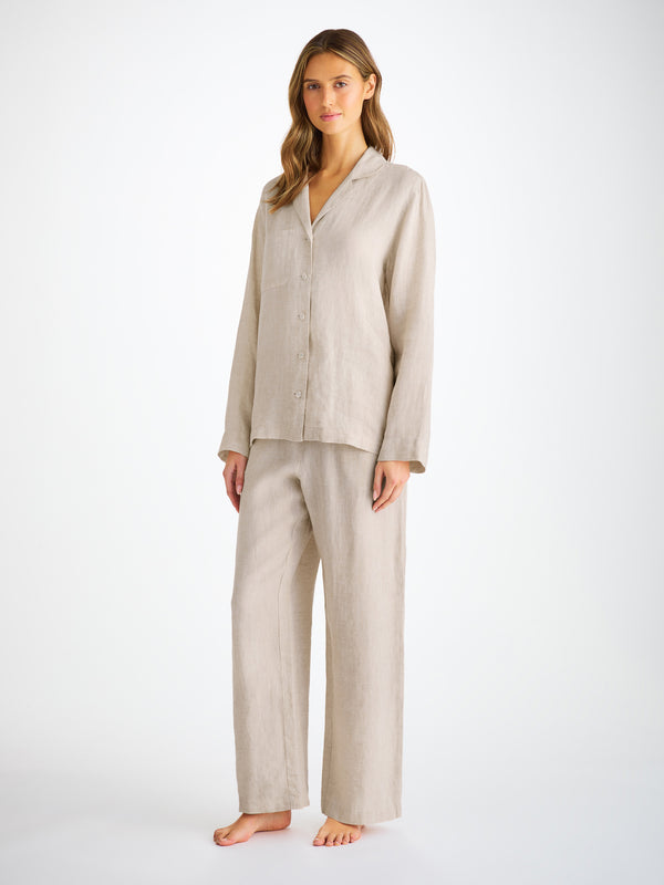 derek rose Women's Pajamas Sicily Linen Sand Sand