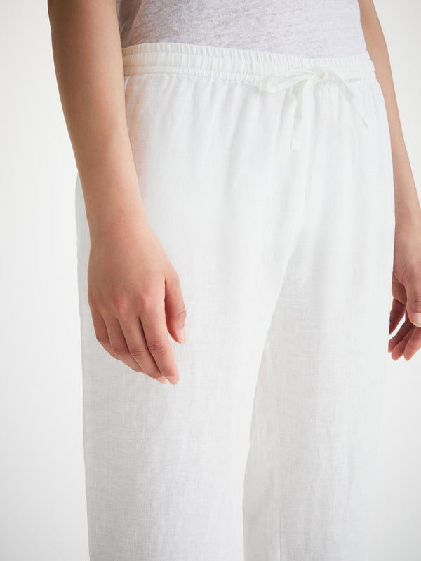 Derek Rose Women's Pants Vienna Linen White White