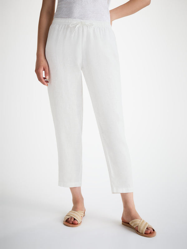 derek rose Women's Pants Vienna Linen White White
