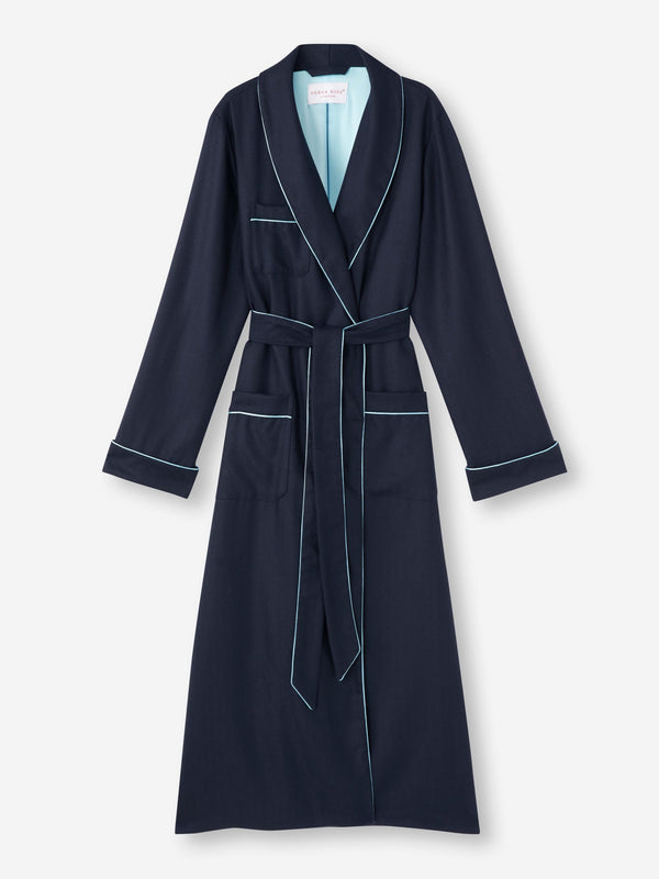 Derek Rose Women's Robe Duke Cashmere Navy Navy