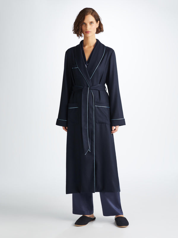 derek rose Women's Robe Duke Cashmere Navy Navy