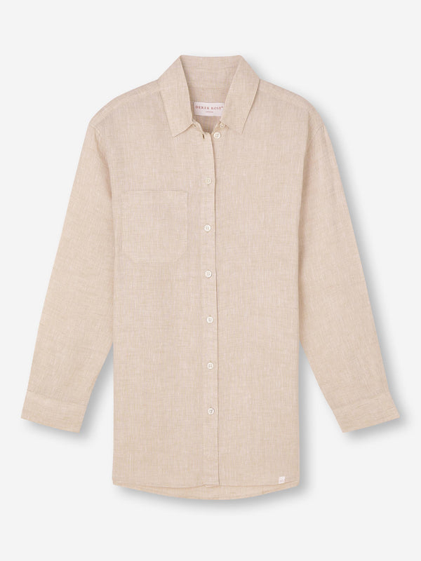 Derek Rose Women's Shirt Sicily Linen Sand Sand