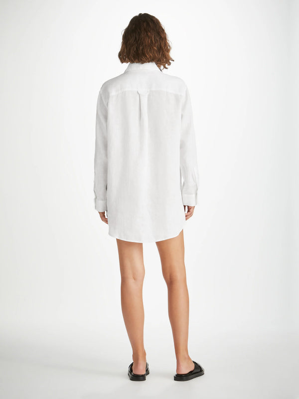 Derek Rose Women's Shirt Sicily Linen White White