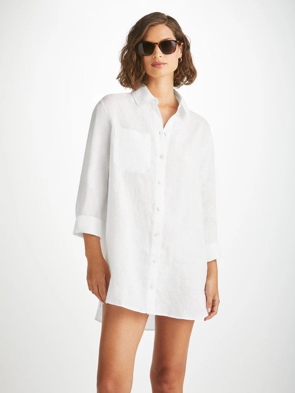 derek rose Women's Shirt Sicily Linen White White