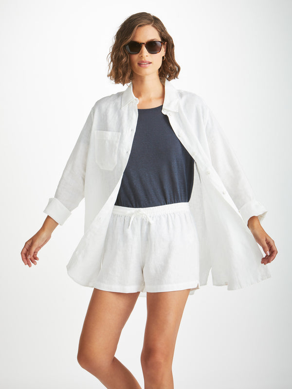 Derek Rose Women's Shorts Vienna Linen White White