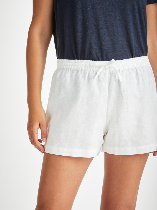 derek rose Women's Shorts Vienna Linen White White