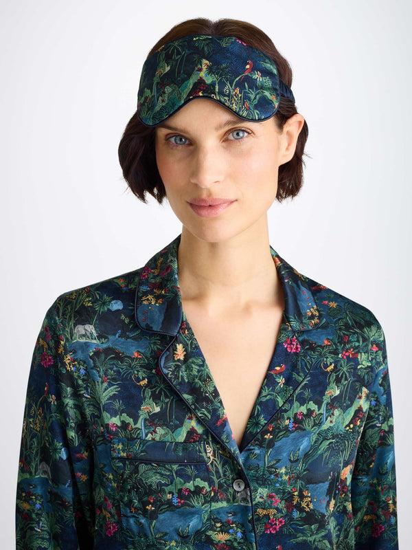 Derek Rose Eye Mask Silk Satin Multi Midnight Jungle Print Multi