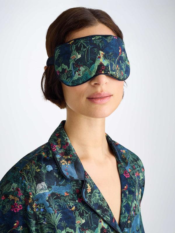 Derek Rose Eye Mask Silk Satin Multi Midnight Jungle Print Multi