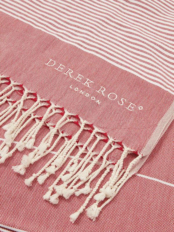 Derek Rose Hammam Towel Karinna Pure Cotton Red Red
