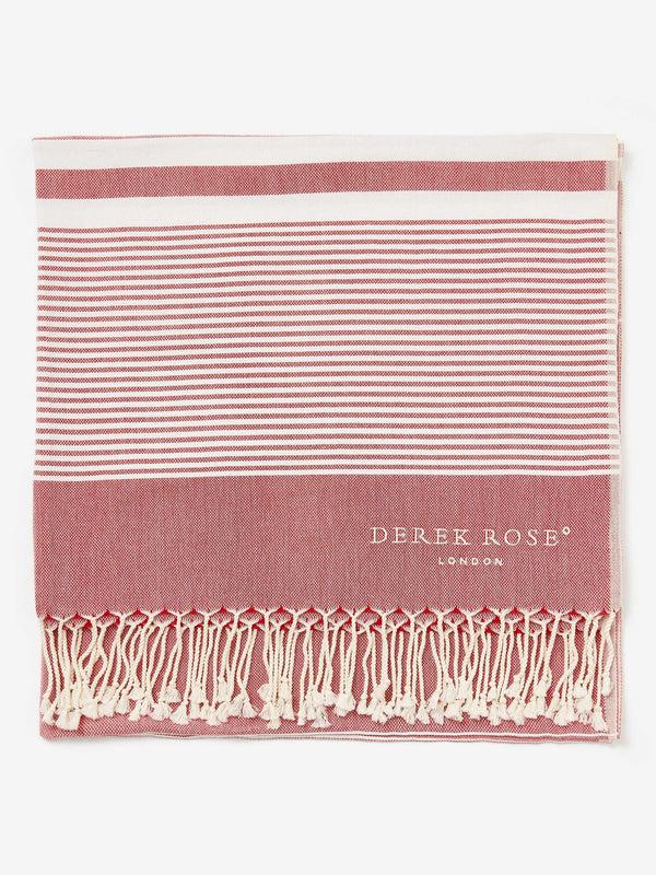 derek rose Hammam Towel Karinna Pure Cotton Red Red