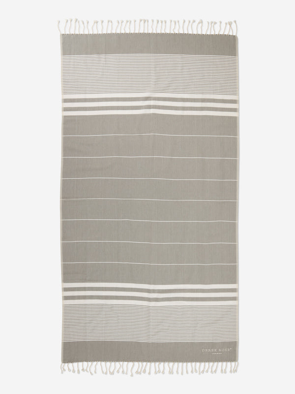 Derek Rose Hammam Towel Karrina Pure Cotton Silver Silver
