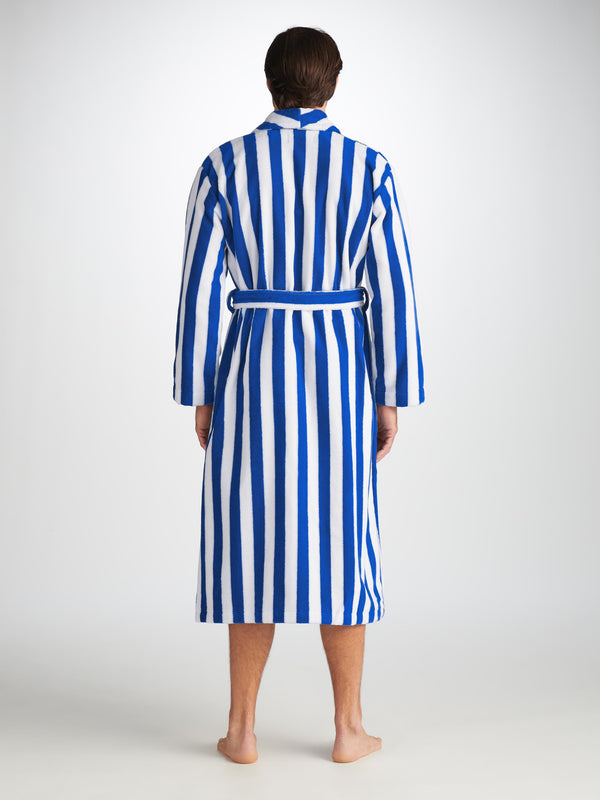 Derek Rose Men's Bathrobe Aston Terry Cotton Blue Blue
