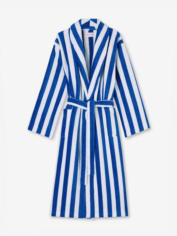 derek rose Men's Bathrobe Aston Terry Cotton Blue Blue