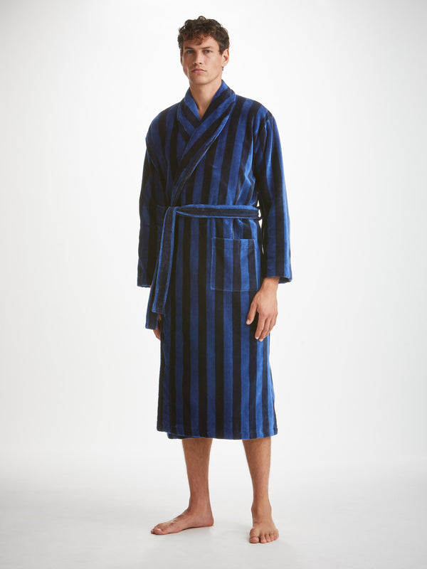 Derek Rose Men's Bathrobe Aston Terry Cotton Navy Navy