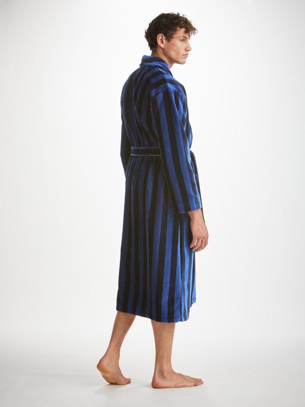 Derek Rose Men's Bathrobe Aston Terry Cotton Navy Navy