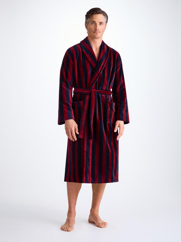Derek Rose Men's Bathrobe Aston Terry Cotton Red Red