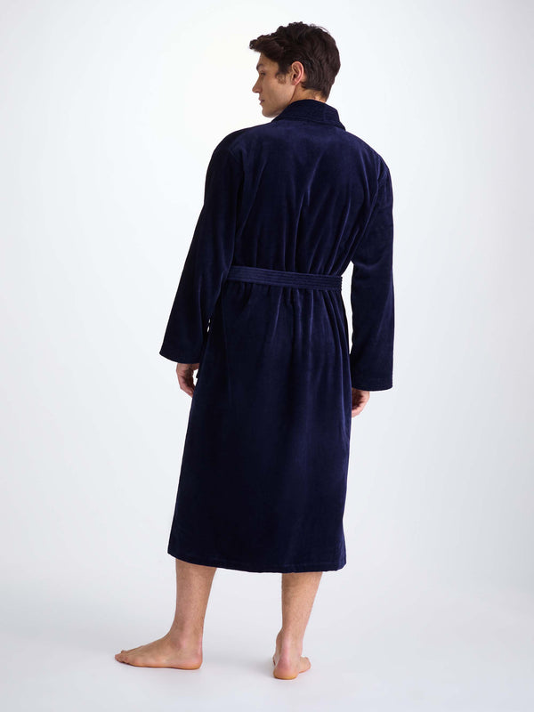 Derek Rose Men's Bathrobe Triton 10 Terry Cotton Navy Navy
