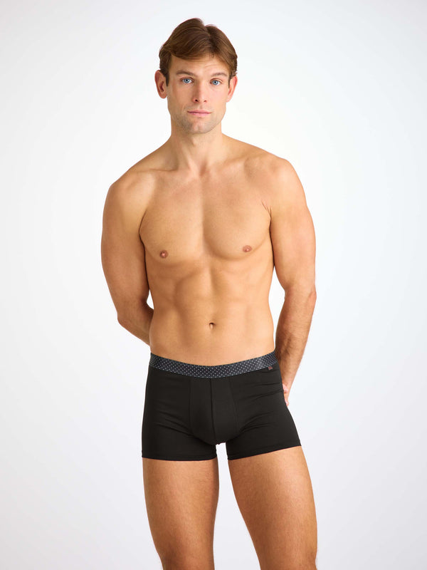 Derek Rose Men's Boxer Briefs Band 65 Pima Cotton Stretch Black Black