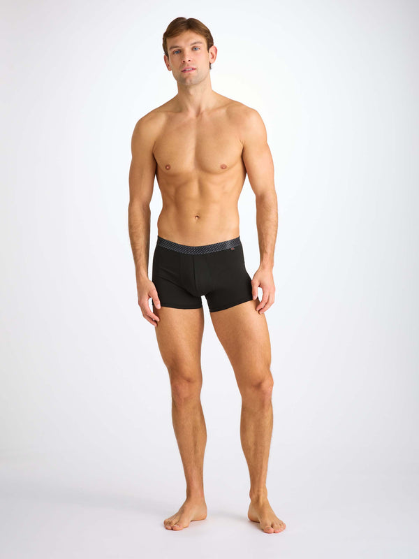 Derek Rose Men's Boxer Briefs Band 65 Pima Cotton Stretch Black Black