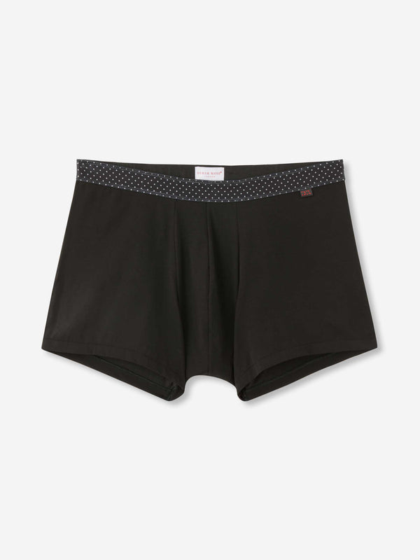 derek rose Men's Boxer Briefs Band 65 Pima Cotton Stretch Black Black