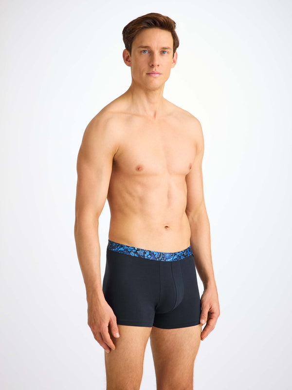 Derek Rose Men's Boxer Briefs Band 66 Pima Cotton Stretch Navy Navy