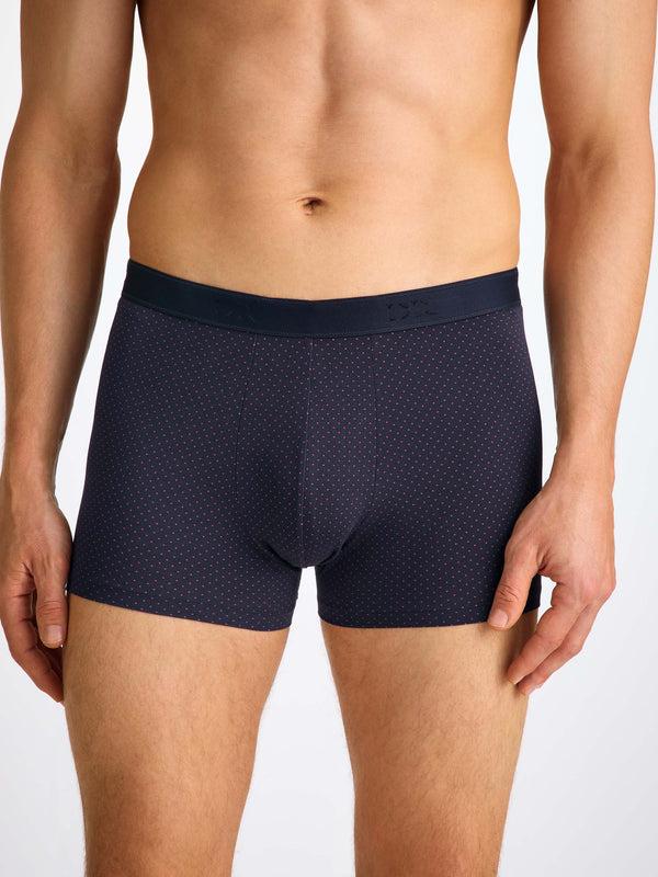 Derek Rose Men's Boxer Briefs Cotton Navy Micro Dot Print Navy