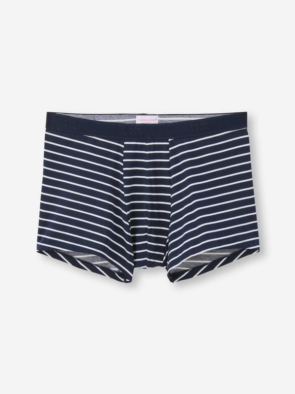 derek rose Men's Boxer Briefs Cotton Navy Stripe Print Navy