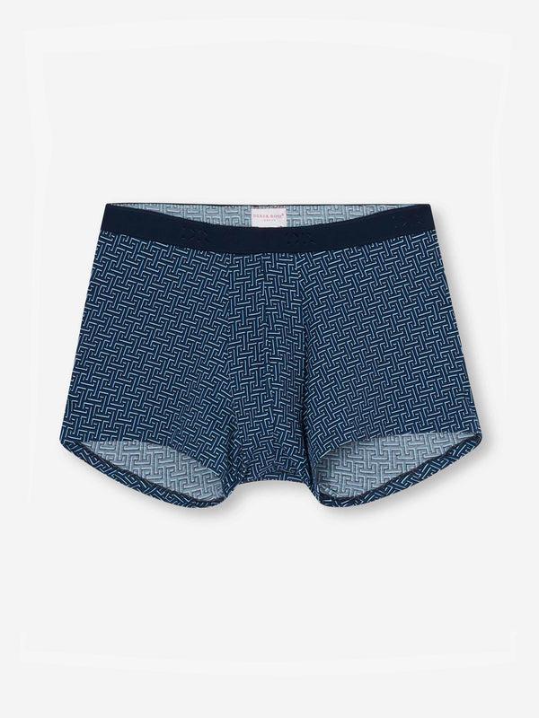 derek rose Men's Boxer Briefs Geometric 7 Pima Cotton Stretch Navy Navy
