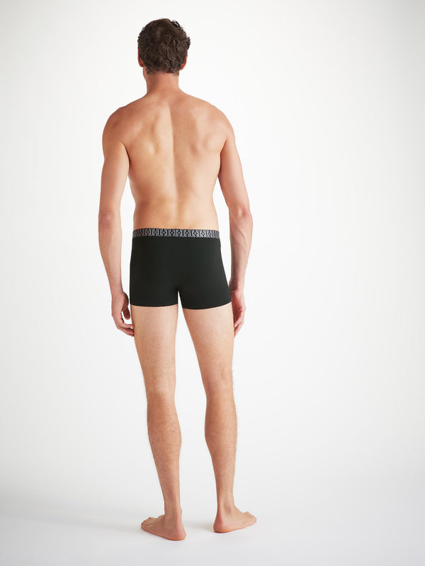 Derek Rose Men's Boxer Briefs Pima Cotton Stretch Black Rope Print Black