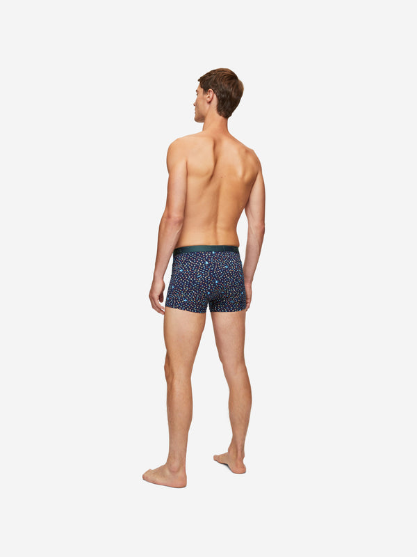 Derek Rose Men's Boxer Briefs Pima Cotton Stretch Navy Bird Print Navy