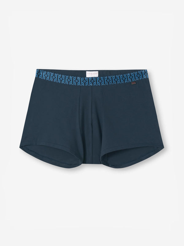 derek rose Men's Boxer Briefs Pima Cotton Stretch Navy Rope Print Navy