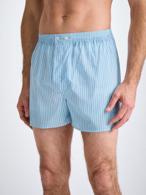 Derek Rose Men's Classic Fit Boxers Amalfi 21 Cotton Batiste Blue Light Blue
