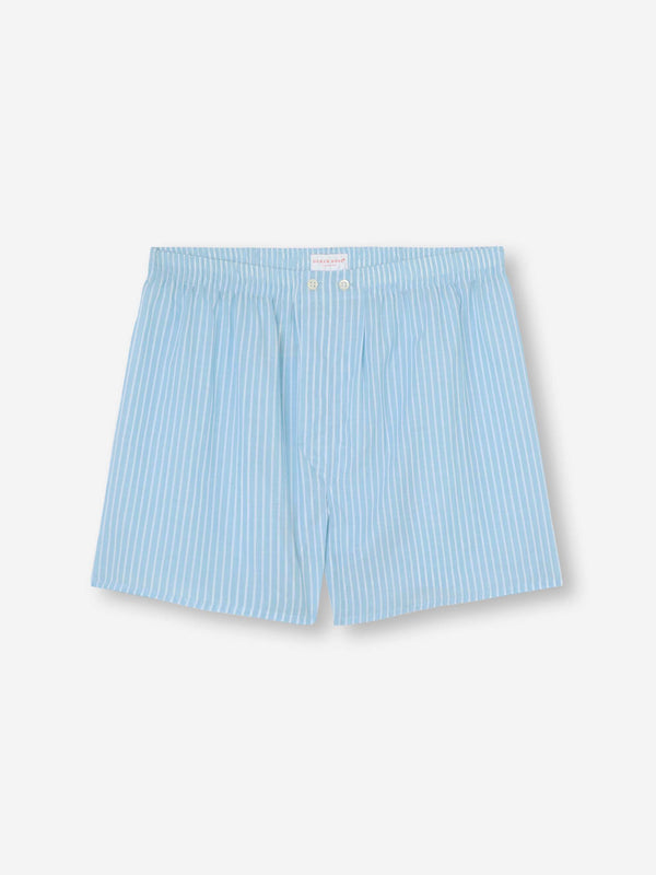 derek rose Men's Classic Fit Boxers Amalfi 21 Cotton Batiste Blue Light Blue