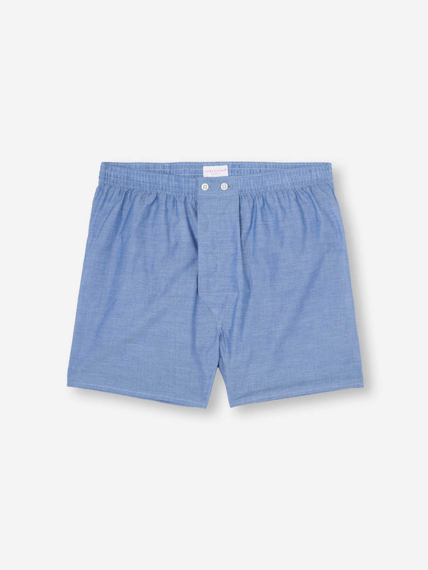 derek rose Men's Classic Fit Boxers Amalfi Cotton Batiste Denim Denim