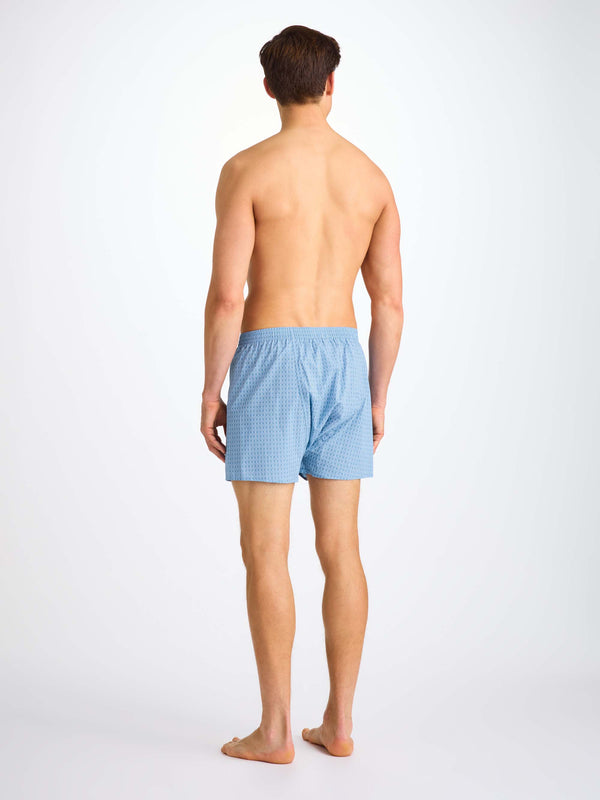 Derek Rose Men's Classic Fit Boxers Cotton Batiste Blue Jungle Leaf Print Light Blue