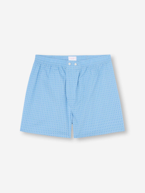 derek rose Men's Classic Fit Boxers Cotton Batiste Blue Jungle Leaf Print Light Blue