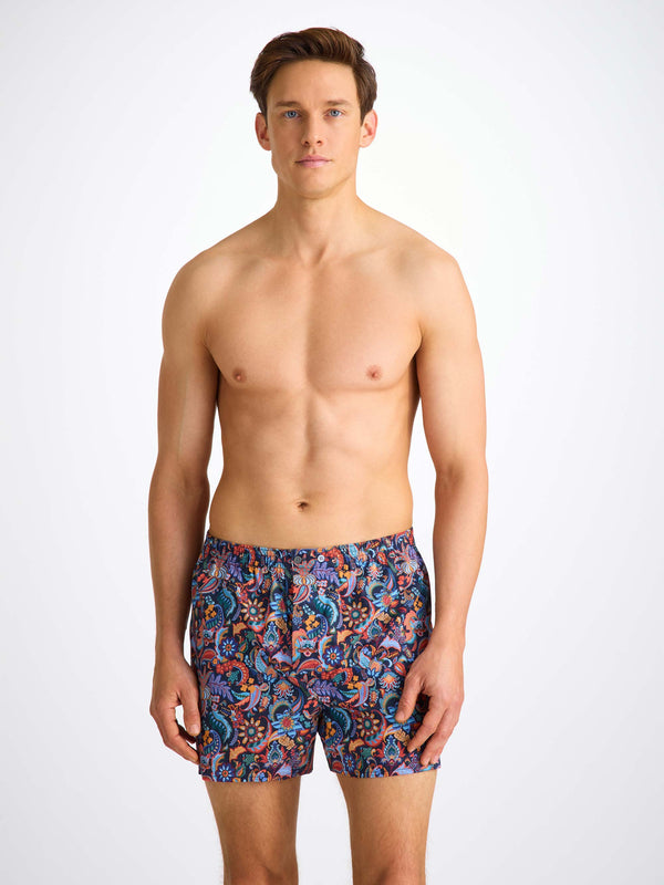 Derek Rose Men's Classic Fit Boxers Cotton Batiste Multi Jungle Paisley Print Multi