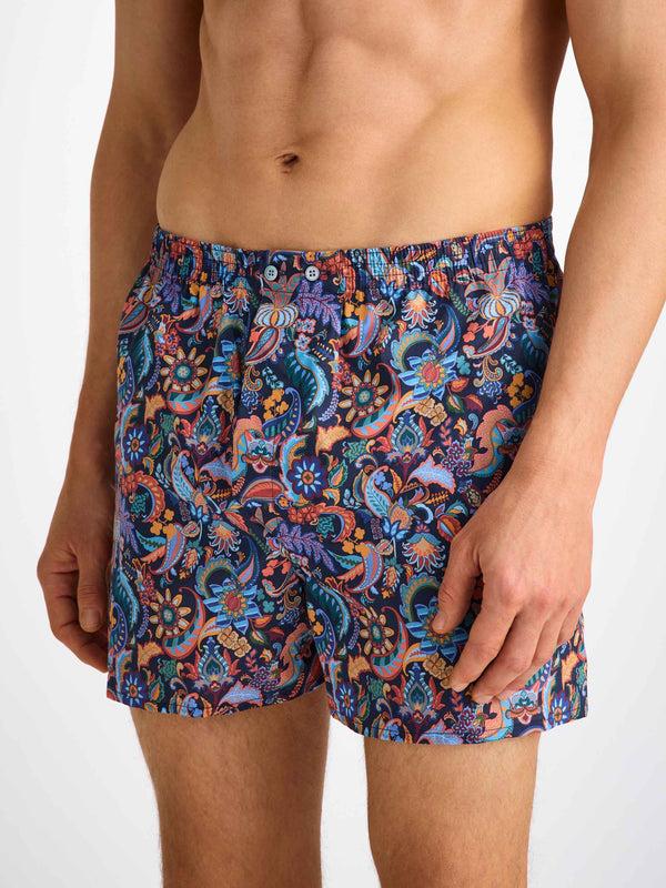 Derek Rose Men's Classic Fit Boxers Cotton Batiste Multi Jungle Paisley Print Multi