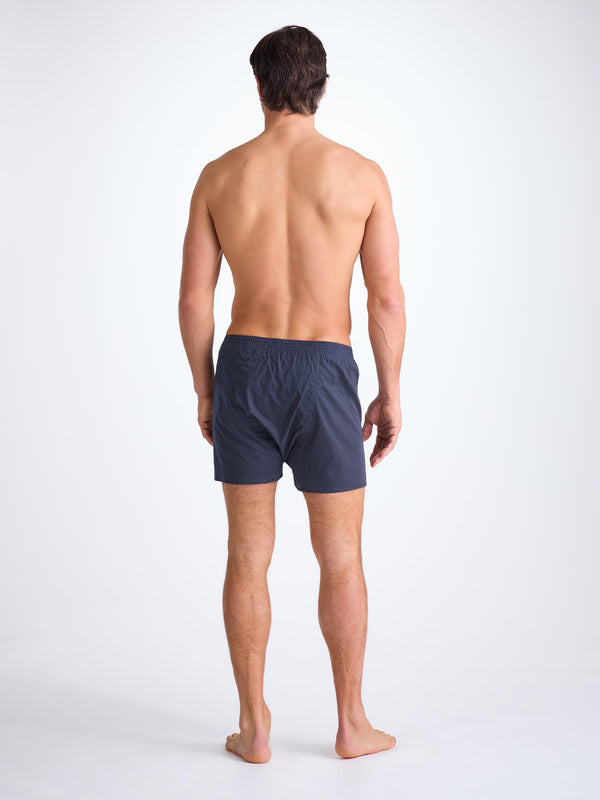 Derek Rose Men's Classic Fit Boxers Cotton Batiste Navy Pin Dot Print Navy