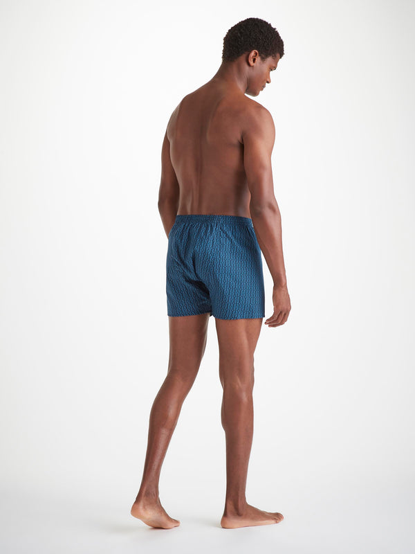 Derek Rose Men's Classic Fit Boxers Cotton Batiste Navy Rope Print Navy